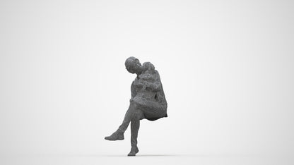 realistic 3D people woman casual sitting, render-ready for V-Ray and Corona, FBX OBJ, wireframe back view