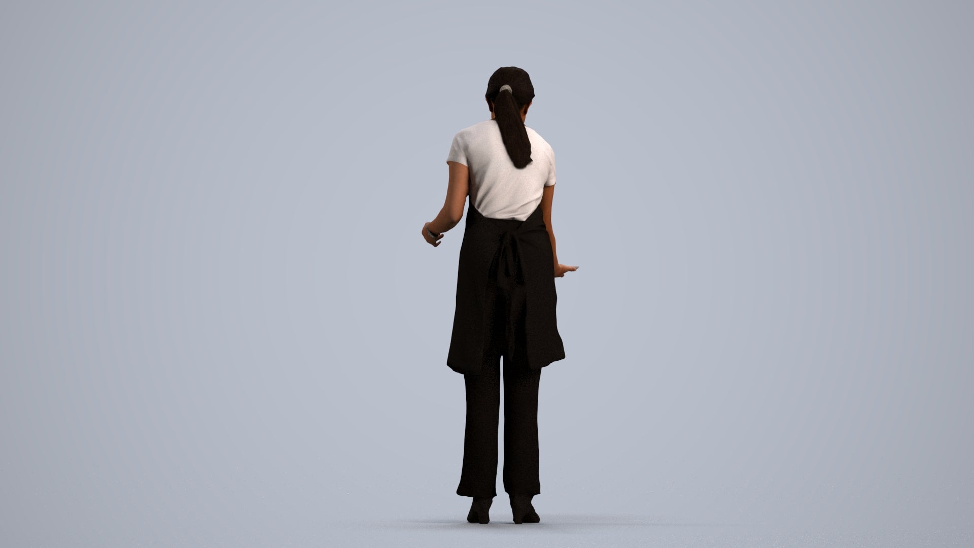 realistic 3D human woman hospitality, archviz people FBX OBJ for Blender, front view render