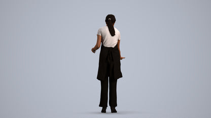 realistic 3D human woman hospitality, archviz people FBX OBJ for Blender, front view render