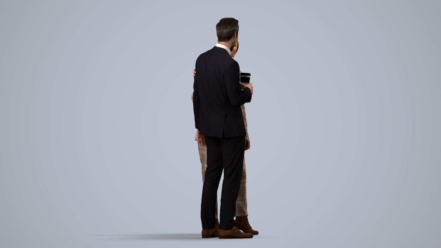 realistic 3D human woman formal business, archviz people FBX OBJ for Blender, side view render