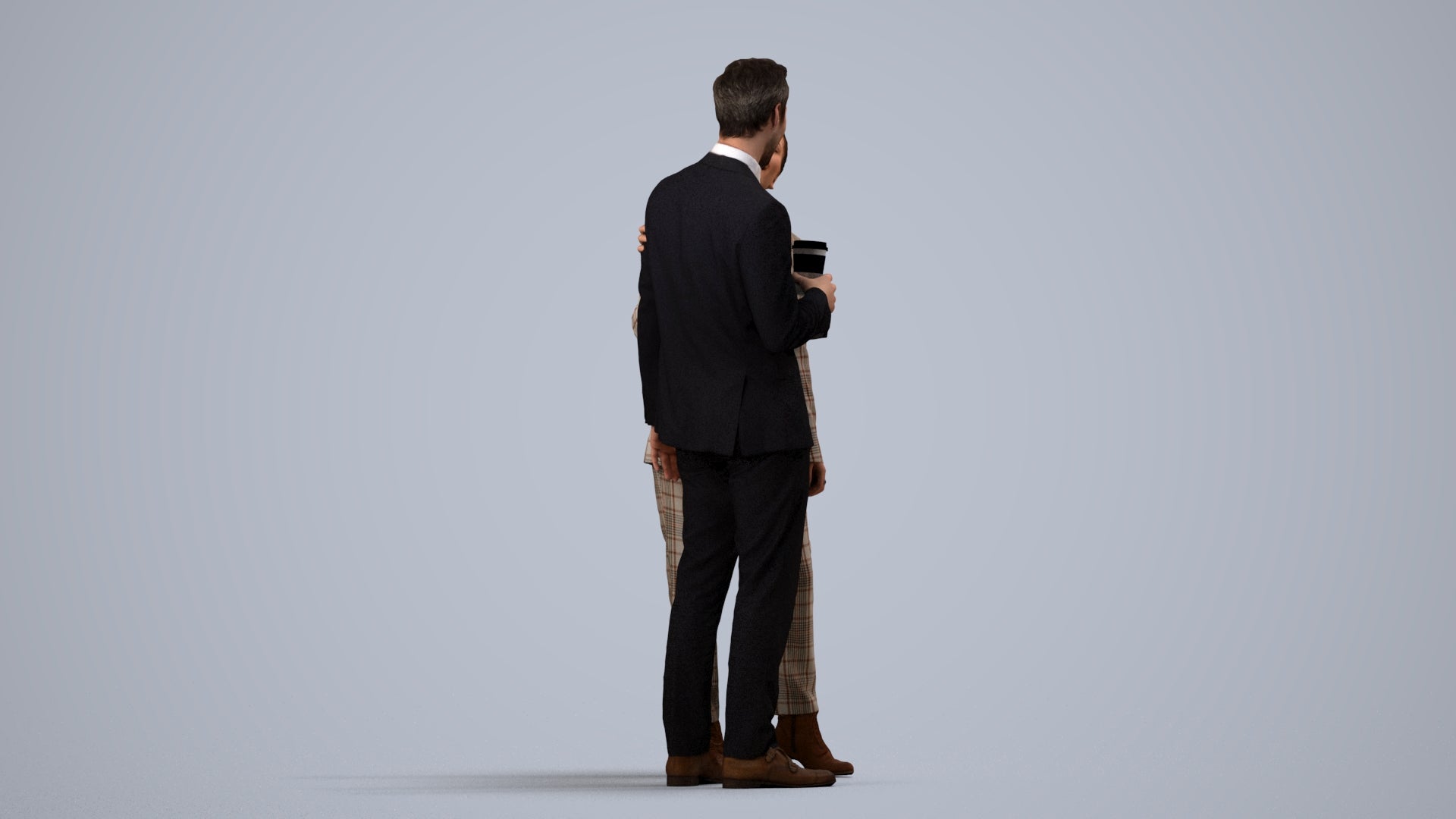 realistic 3D human woman formal business, archviz people FBX OBJ for Blender, side view render