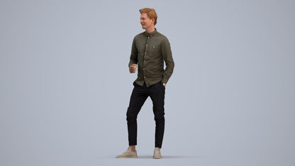 realistic 3D people man casual standing, render-ready for V-Ray and Corona, FBX OBJ, standing pose render