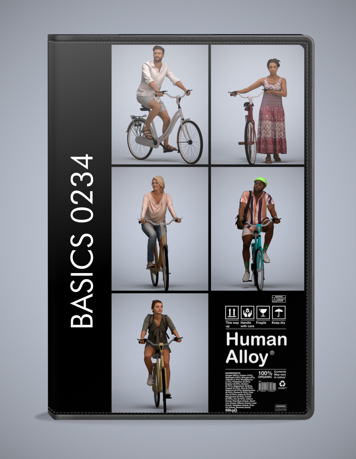 scanned 3D people cycling collection, 5 photogrammetry models for Enscape and V-Ray