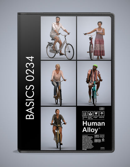 scanned 3D people cycling collection, 5 photogrammetry models for Enscape and V-Ray