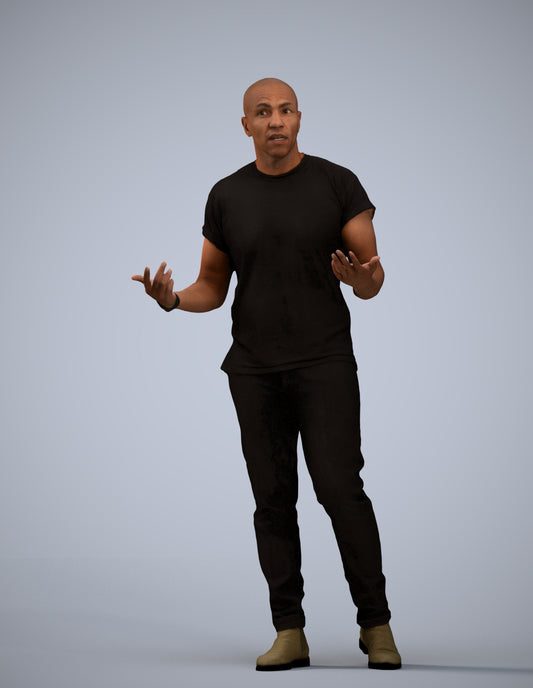 photogrammetry 3D man casual standing, realistic human model archviz FBX
