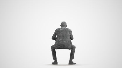 3D scanned senior man business, photorealistic archviz people for Enscape and SketchUp, wireframe front view