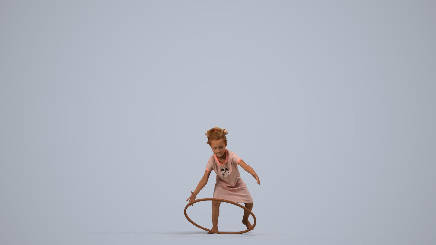 realistic 3D people girl casual kids, render-ready for V-Ray and Corona, FBX OBJ, side view render