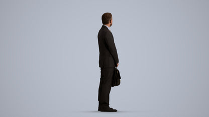 realistic 3D man business, scanned archviz people for Blender and 3ds Max, front view render