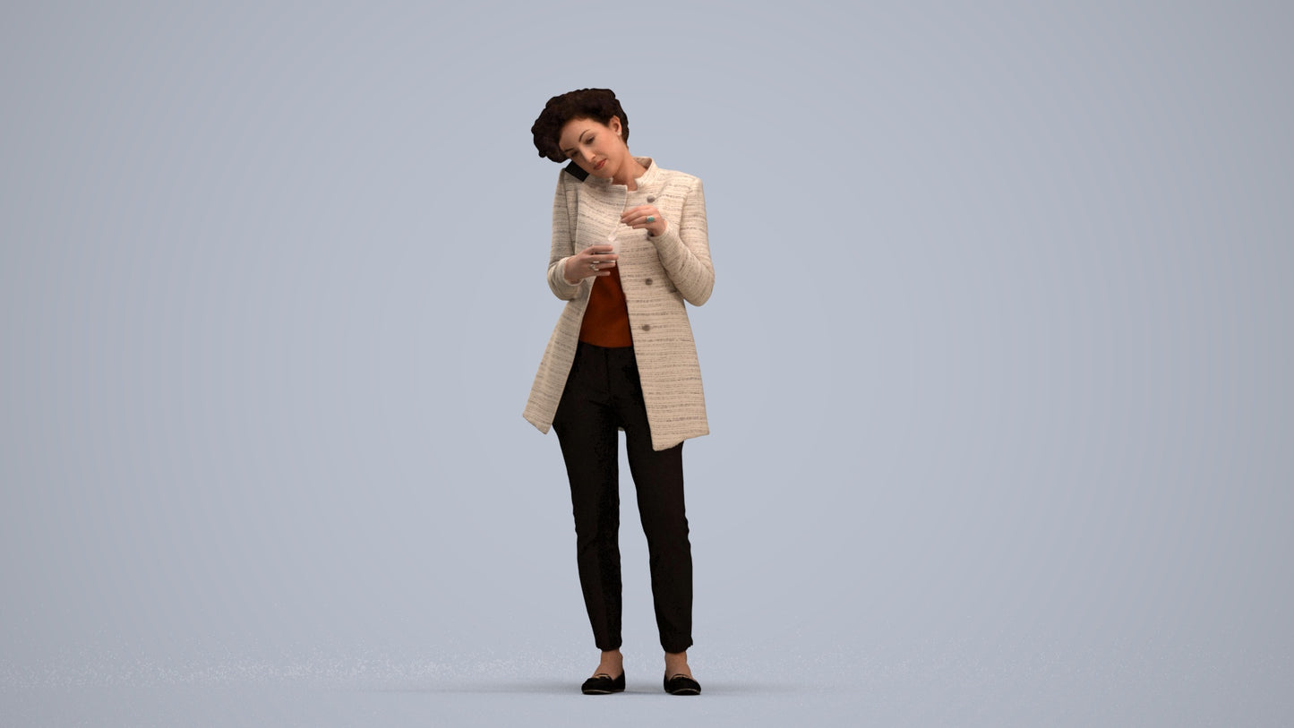 scanned 3D woman business standing, photogrammetry people for Enscape and V-Ray, standing pose render