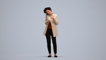 scanned 3D woman business standing, photogrammetry people for Enscape and V-Ray, standing pose render