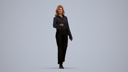 3D scanned woman door business, photorealistic archviz people for Enscape and SketchUp, standing pose render