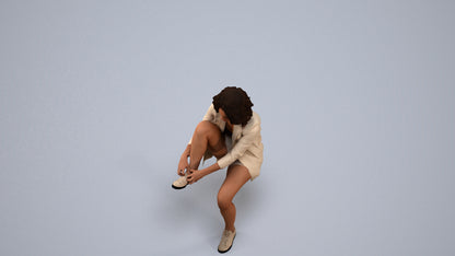 realistic 3D human woman business sitting, archviz people FBX OBJ for Blender, back view render