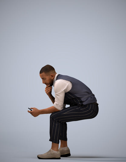 3D scanned man sitting business, photorealistic archviz people for Enscape and SketchUp