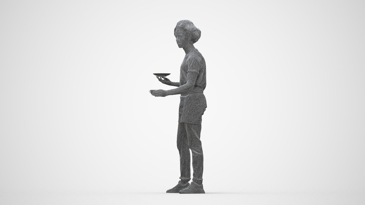 realistic 3D people man standing, render-ready for V-Ray and Corona, FBX OBJ, wireframe back view