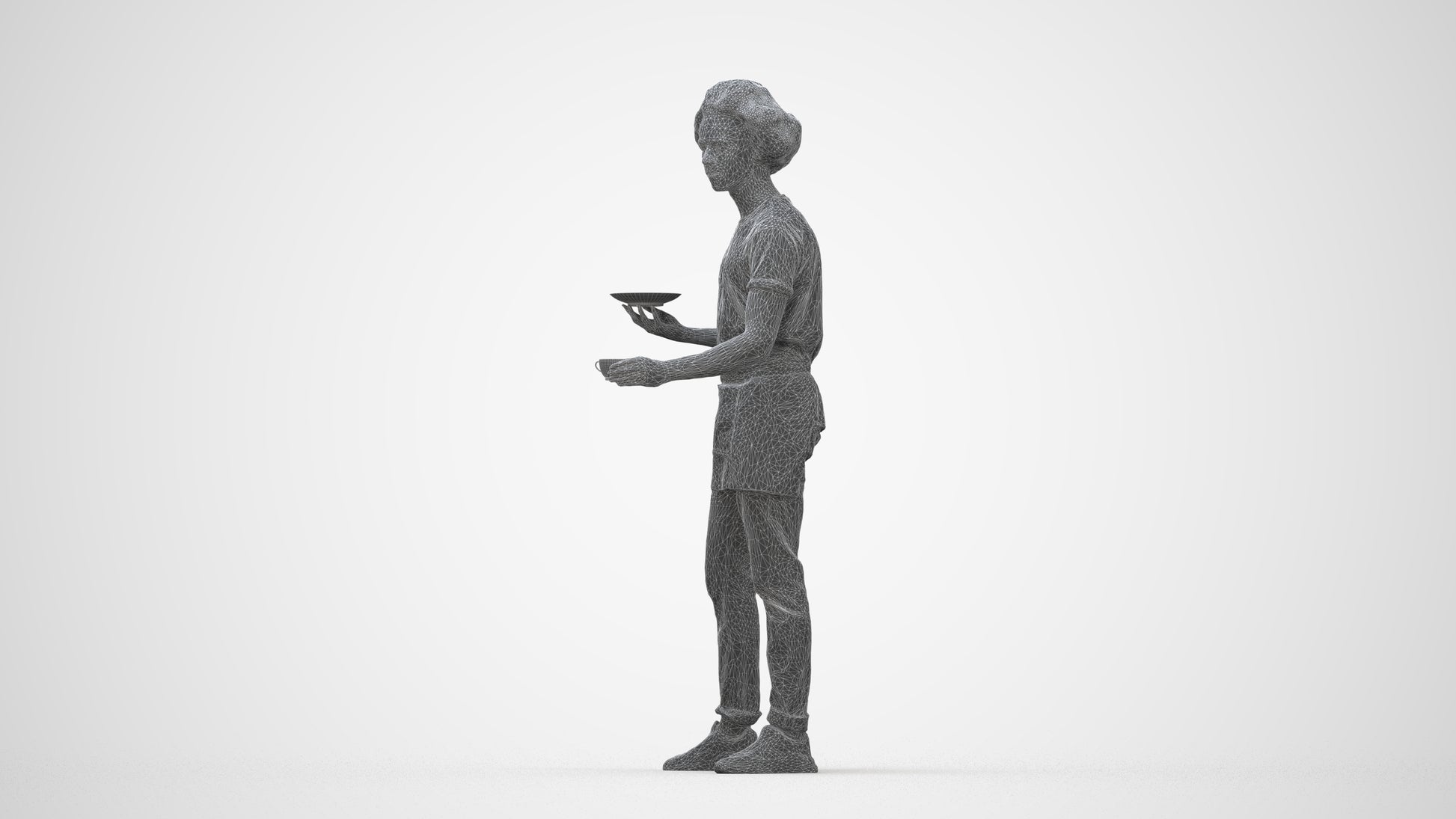 realistic 3D people man standing, render-ready for V-Ray and Corona, FBX OBJ, wireframe back view