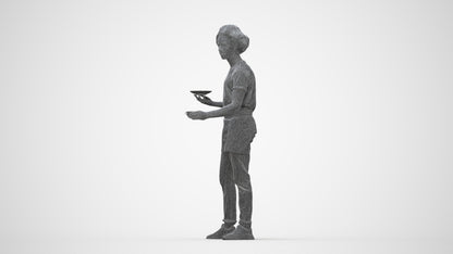 realistic 3D people man standing, render-ready for V-Ray and Corona, FBX OBJ, wireframe back view