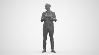 3D human model man formal formalaffairs, photogrammetry scanned person for archviz, three-quarter front view render