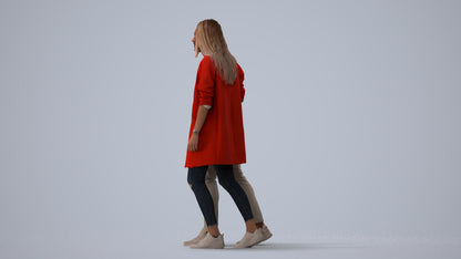 photogrammetry 3D woman casual couple, realistic human model archviz FBX, three-quarter view render