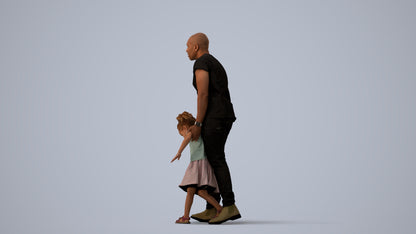 realistic 3D human girl casual kids, archviz people FBX OBJ for Blender, three-quarter view render