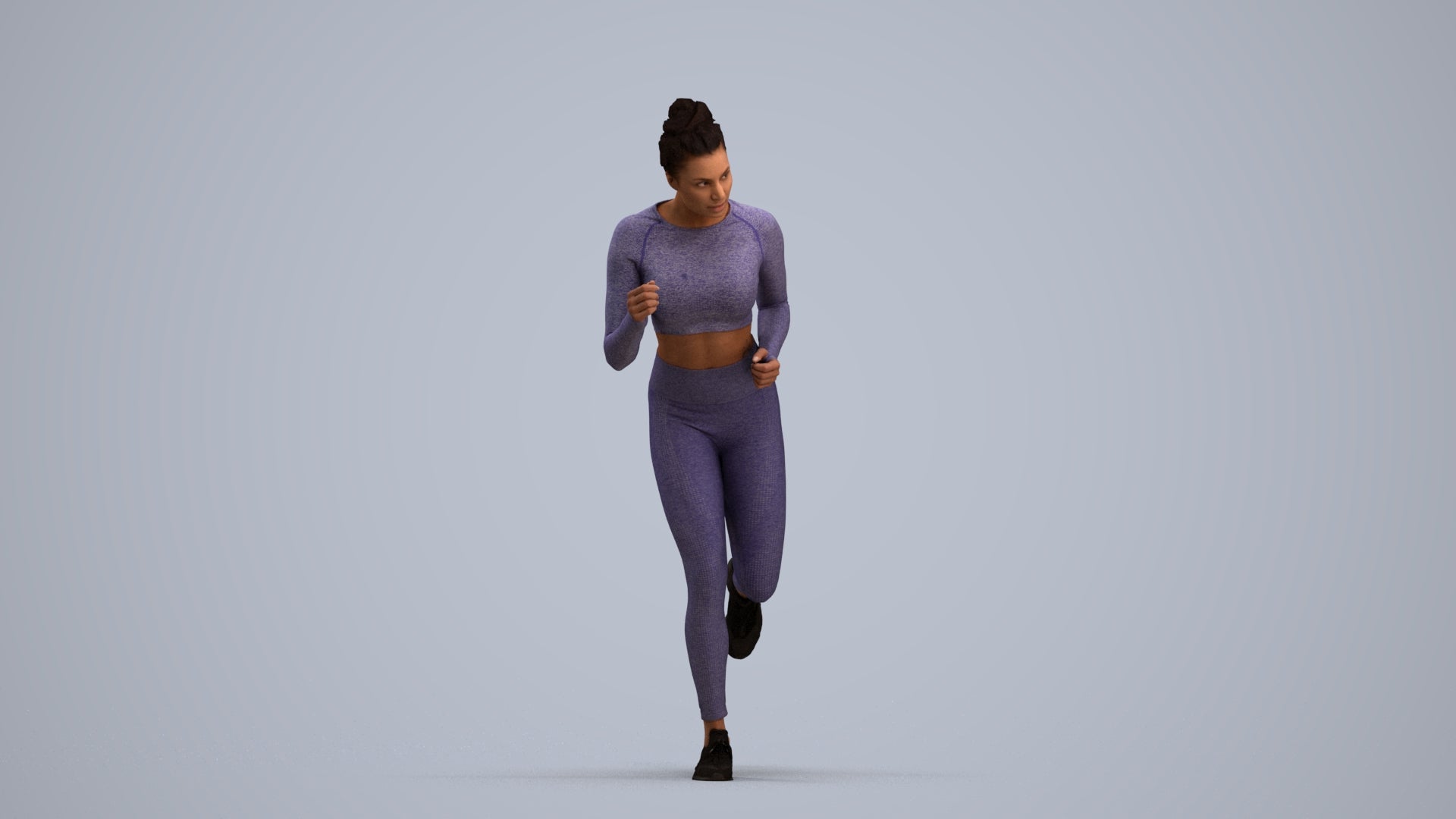 3D human model woman sport, photogrammetry scanned person for archviz, standing pose render