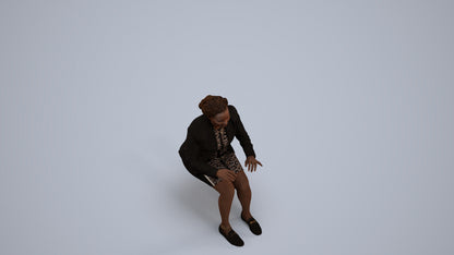3D people model woman business sitting, scanned human for 3ds Max rendering, back view render
