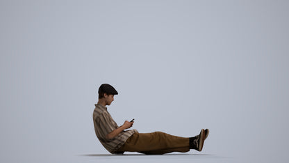 photogrammetry 3D man casual sitting, realistic human model archviz FBX, front view render