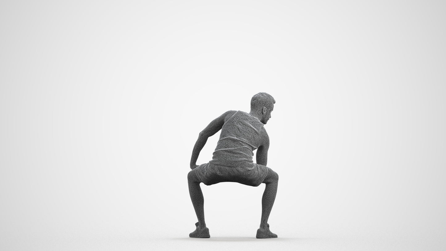 realistic 3D human man sport, archviz people FBX OBJ for Blender, wireframe front view