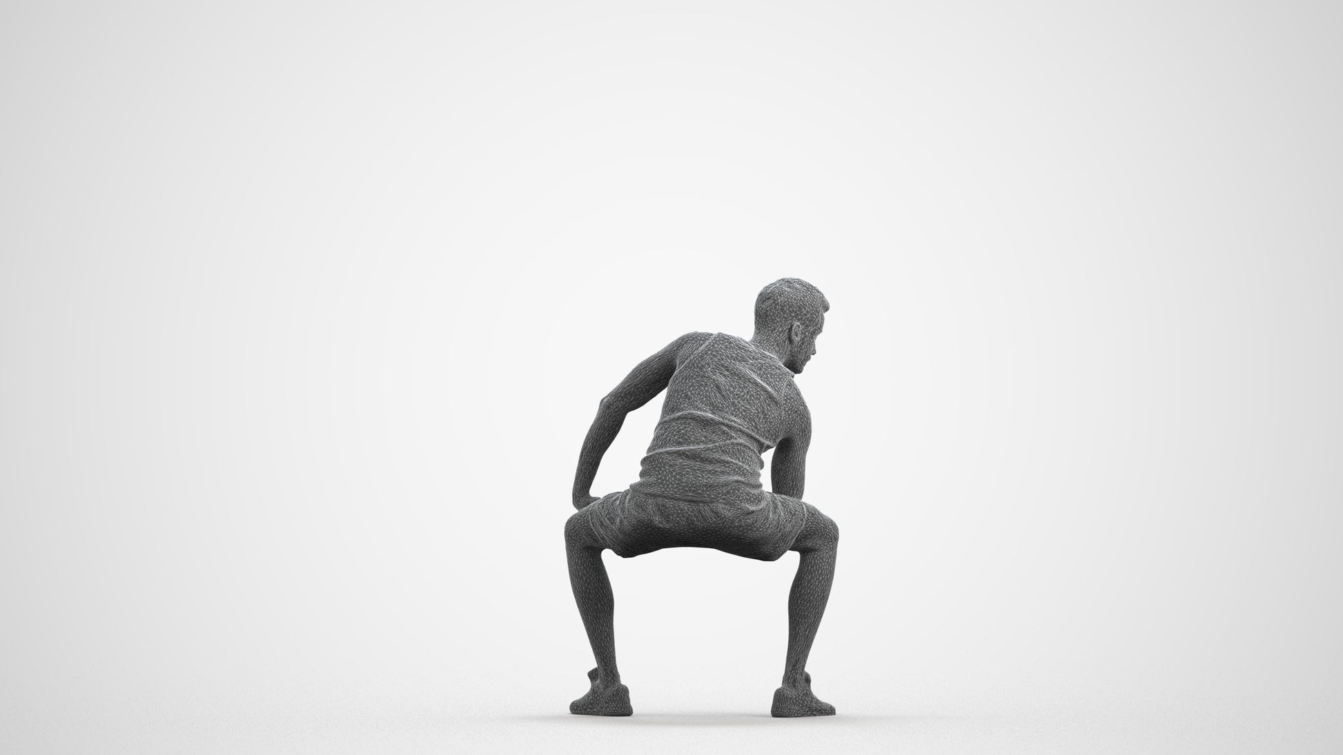 realistic 3D human man sport, archviz people FBX OBJ for Blender, wireframe front view