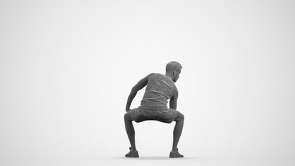 realistic 3D human man sport, archviz people FBX OBJ for Blender, wireframe front view
