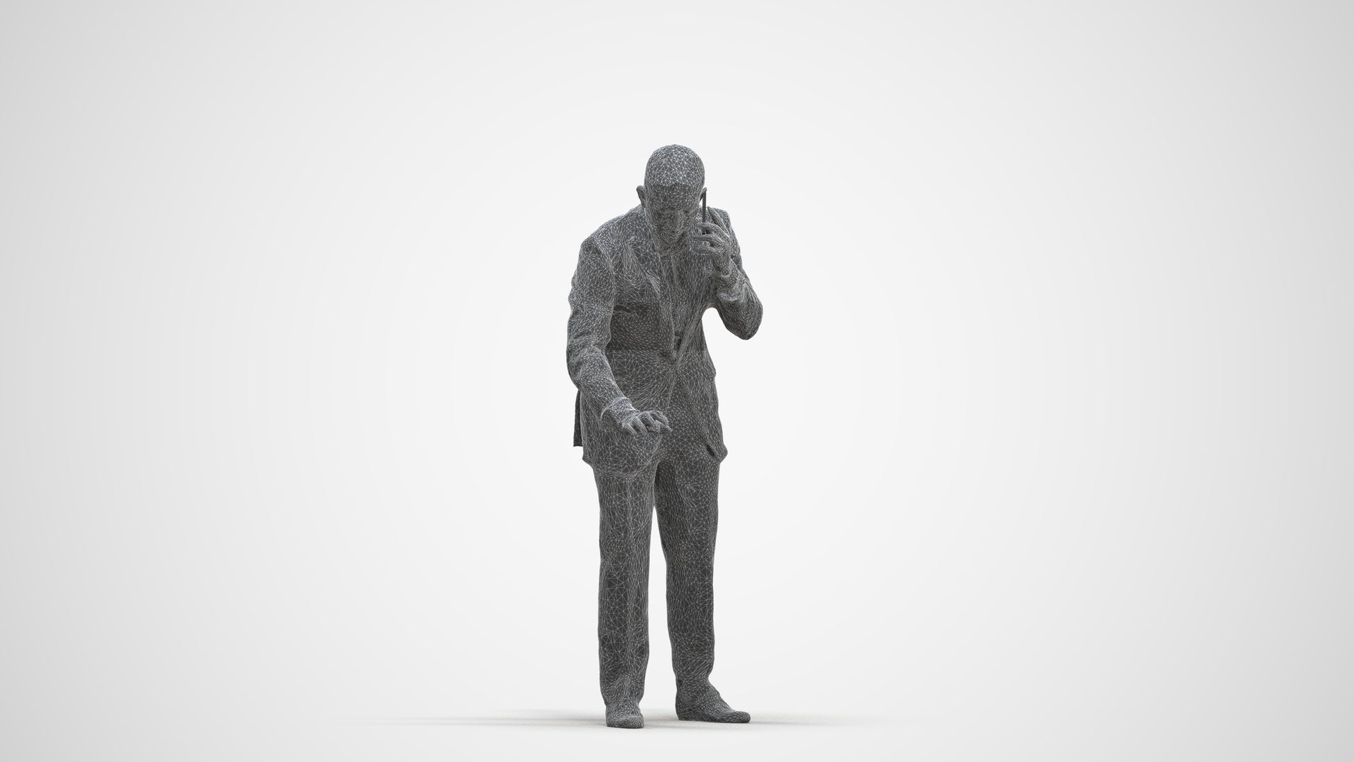 3D people model man business, scanned human for 3ds Max rendering, three-quarter front view render