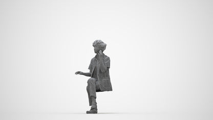 scanned 3D woman standing, photogrammetry people for Enscape and V-Ray, wireframe back view