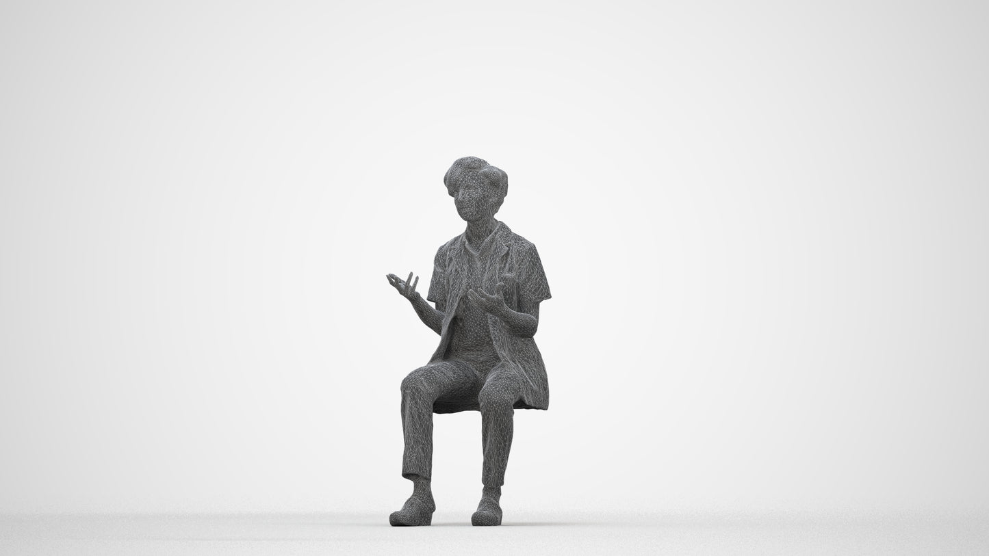 scanned 3D woman medical, photogrammetry people for Enscape and V-Ray, wireframe back view