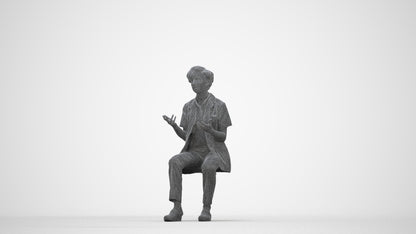 scanned 3D woman medical, photogrammetry people for Enscape and V-Ray, wireframe back view