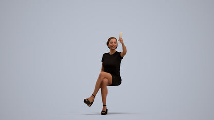 realistic 3D woman sitting, scanned archviz people for Blender and 3ds Max, standing pose render