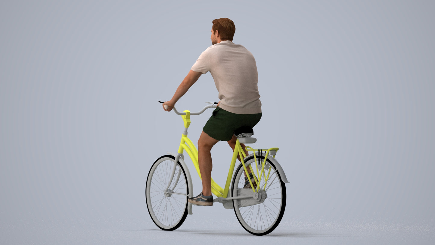 3D human model man casual mix, photogrammetry scanned person for archviz, three-quarter view render