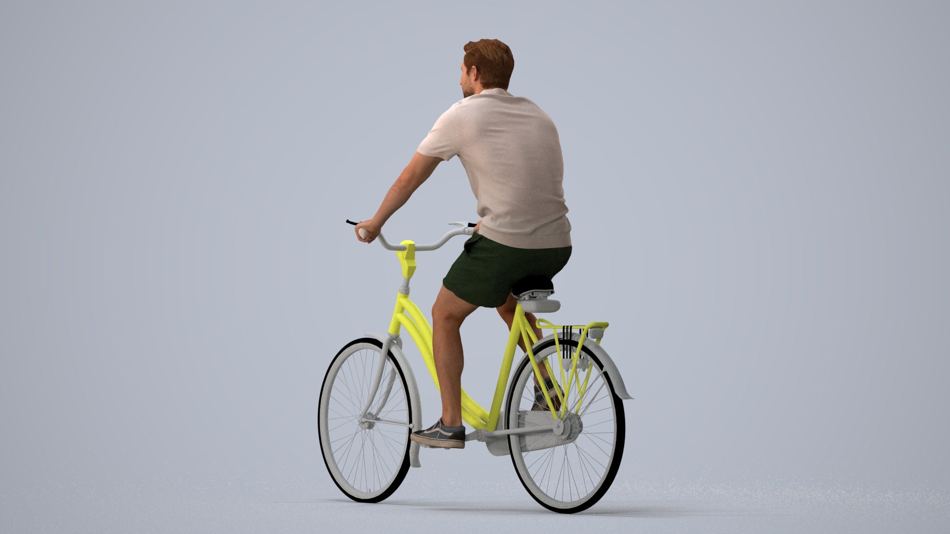 3D human model man casual mix, photogrammetry scanned person for archviz, three-quarter view render