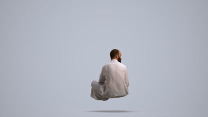 realistic 3D man casual sitting, scanned archviz people for Blender and 3ds Max, front view render
