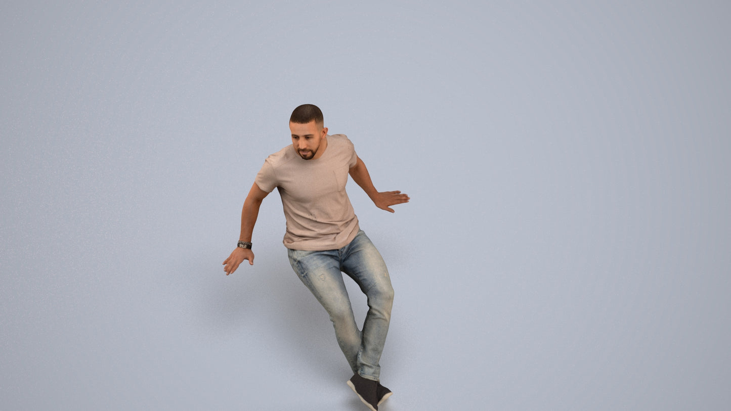 photogrammetry 3D man casual sitting, realistic human model archviz FBX, back view render