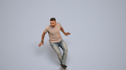 photogrammetry 3D man casual sitting, realistic human model archviz FBX, back view render