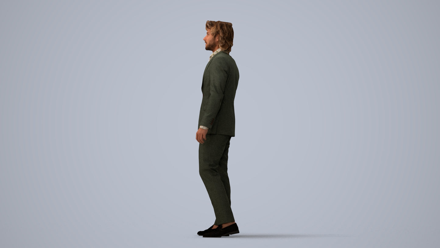 scanned 3D man business, photogrammetry people for Enscape and V-Ray, three-quarter view render