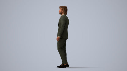 scanned 3D man business, photogrammetry people for Enscape and V-Ray, three-quarter view render