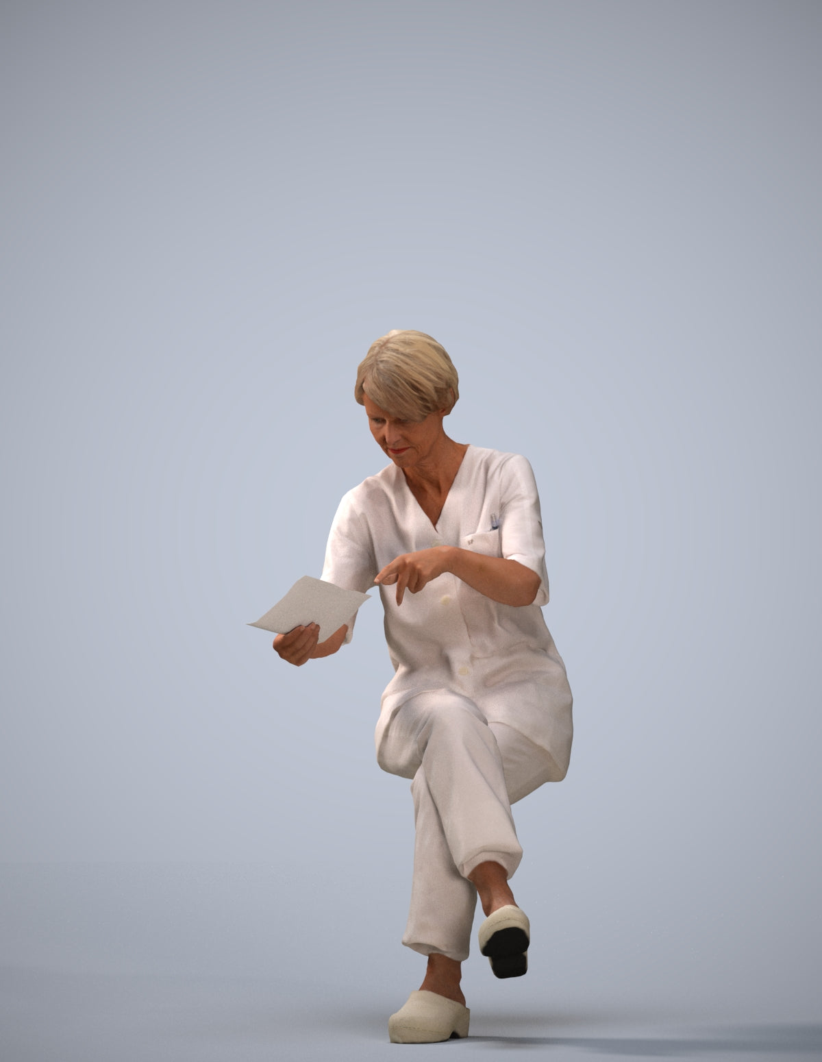 realistic 3D senior woman medical, scanned archviz people for Blender and 3ds Max