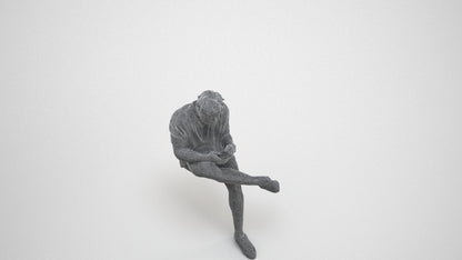 realistic 3D people man casual sitting, render-ready for V-Ray and Corona, FBX OBJ, wireframe three-quarter view