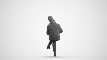 realistic 3D human woman casual sitting, archviz people FBX OBJ for Blender, wireframe front view