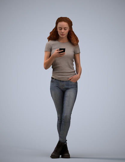 photogrammetry 3D woman casual standing, realistic human model archviz FBX