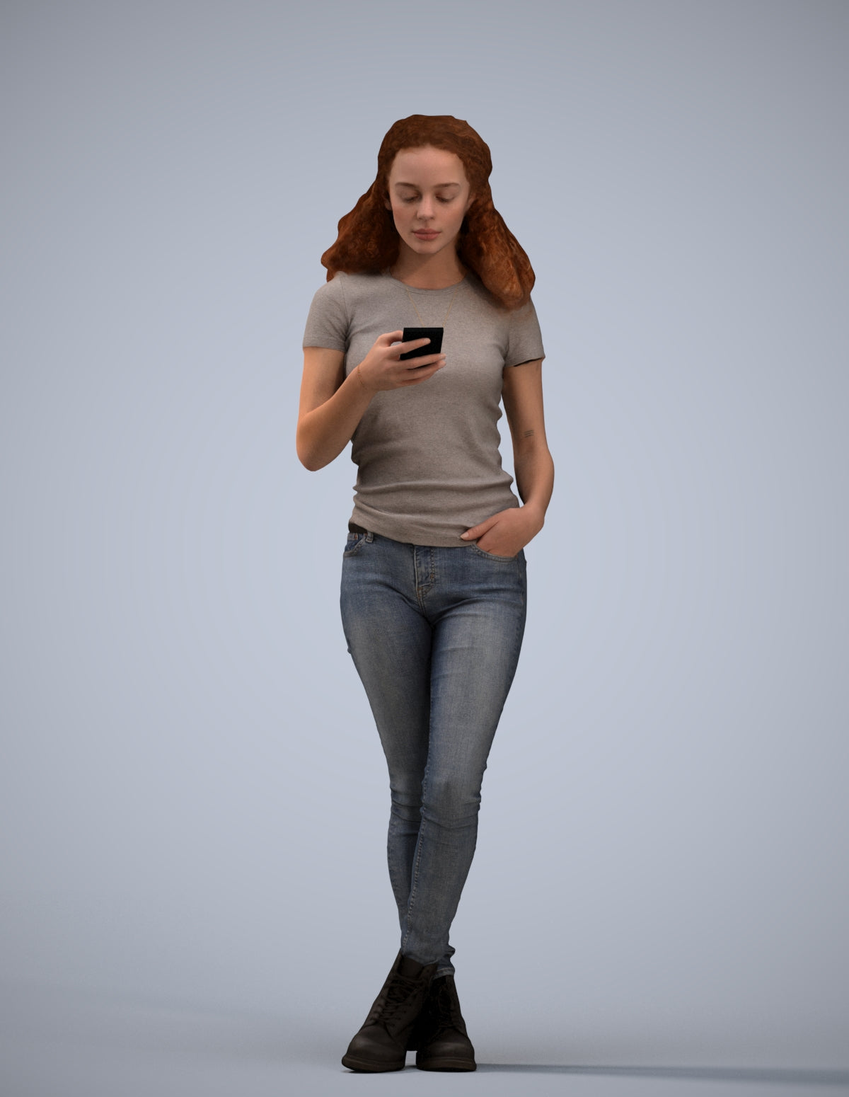 photogrammetry 3D woman casual standing, realistic human model archviz FBX