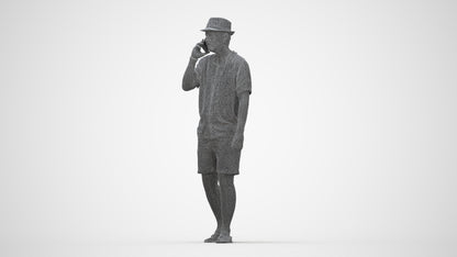 3D human model man walking, photogrammetry scanned person for archviz, wireframe back view