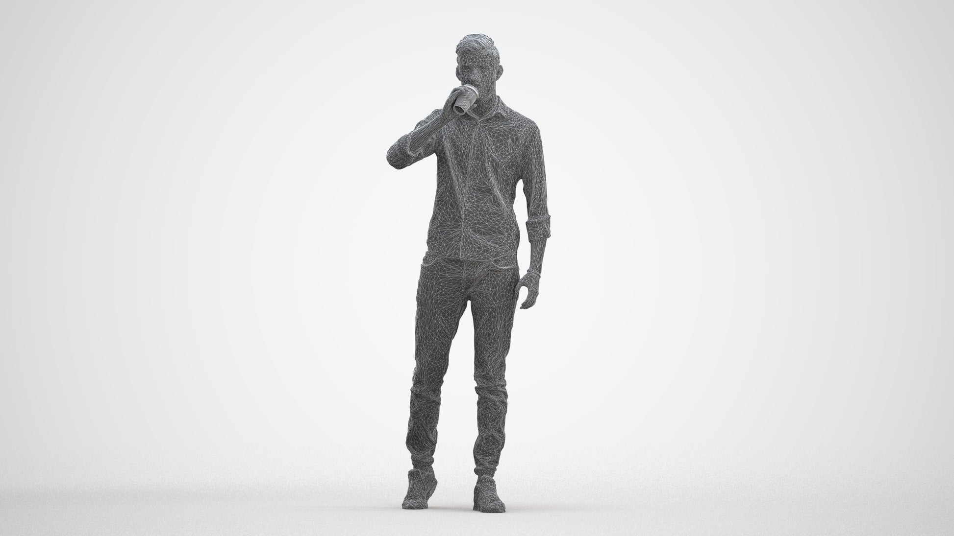 realistic 3D man casual walking, scanned archviz people for Blender and 3ds Max, three-quarter front view render
