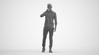 realistic 3D man casual walking, scanned archviz people for Blender and 3ds Max, three-quarter front view render