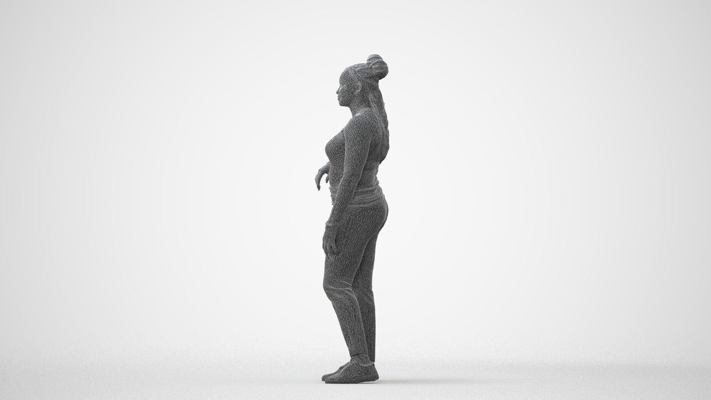 scanned 3D woman casual standing, photogrammetry people for Enscape and V-Ray, square thumbnail